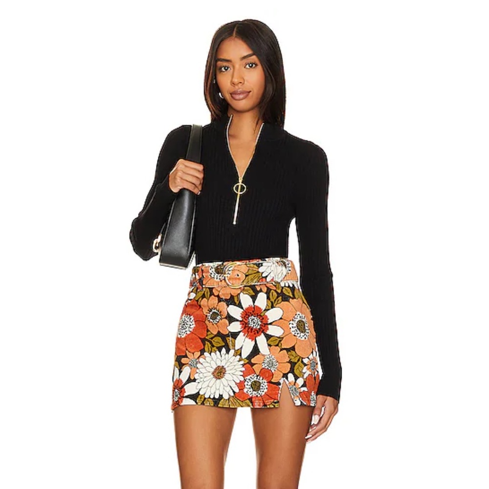 Show Me Your MuMu Charlie Ribbed Knit Cropped Zip Sweater